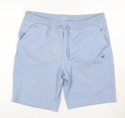 Crew Clothing Company Men Blue L Sweat Shorts Drawstring Logo Pockets