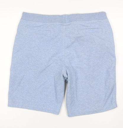 Crew Clothing Company Men Blue L Sweat Shorts Drawstring Logo Pockets