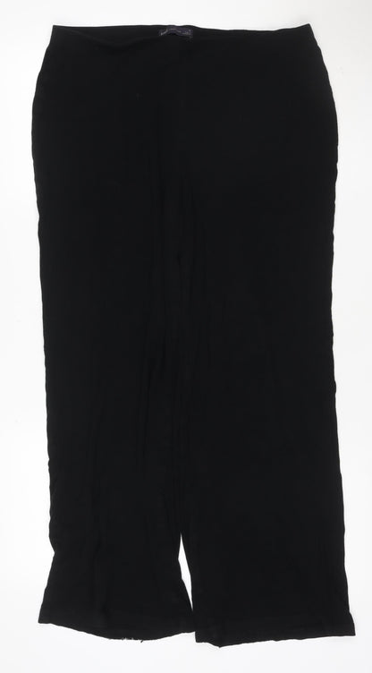 Marks & Spencer Women Black Size 16 Stretch Straight Leg Trousers