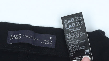 Marks & Spencer Women Black Size 16 Stretch Straight Leg Trousers