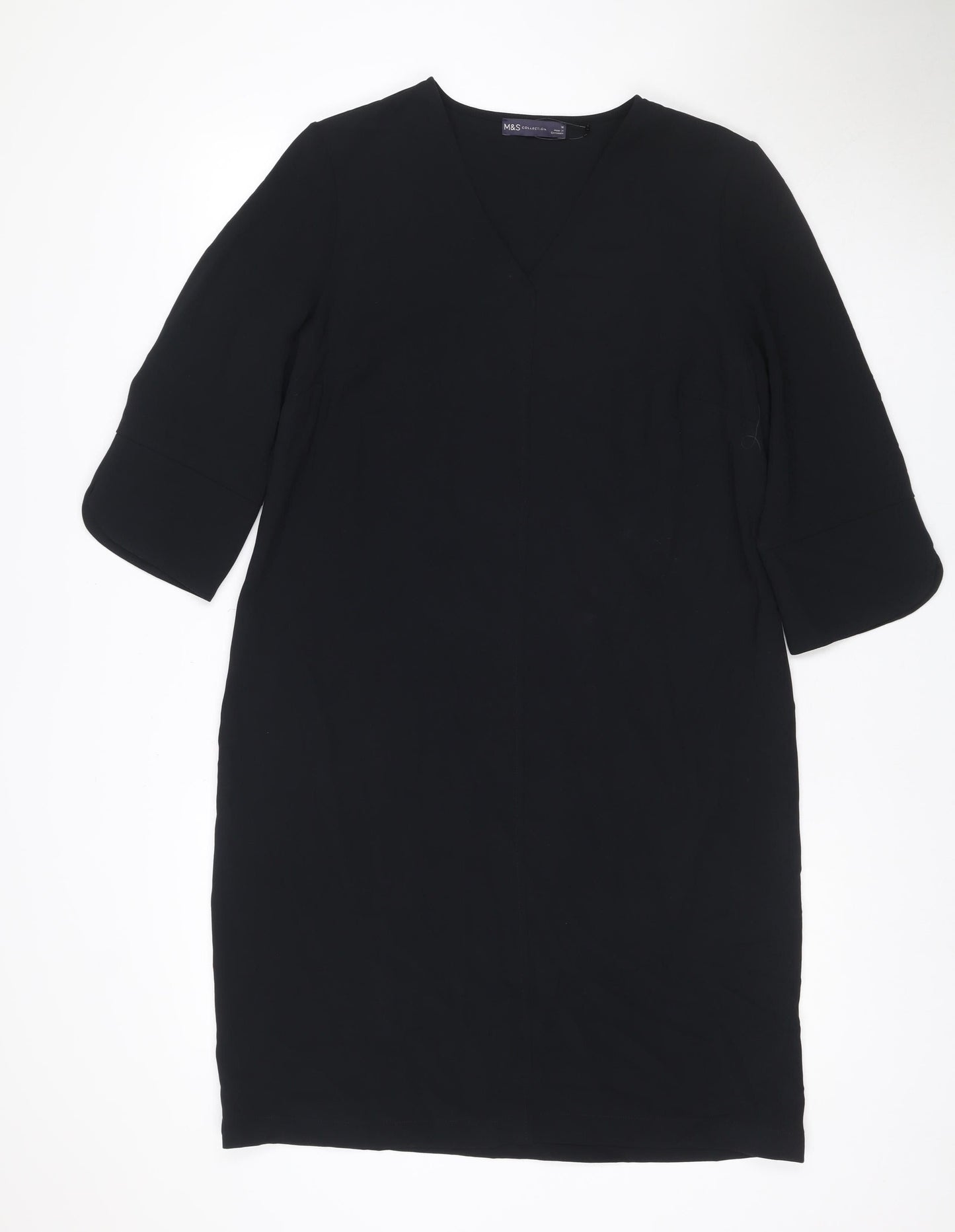 Marks and Spencer Women Black UK 14 Knee Length Shift Work Dress