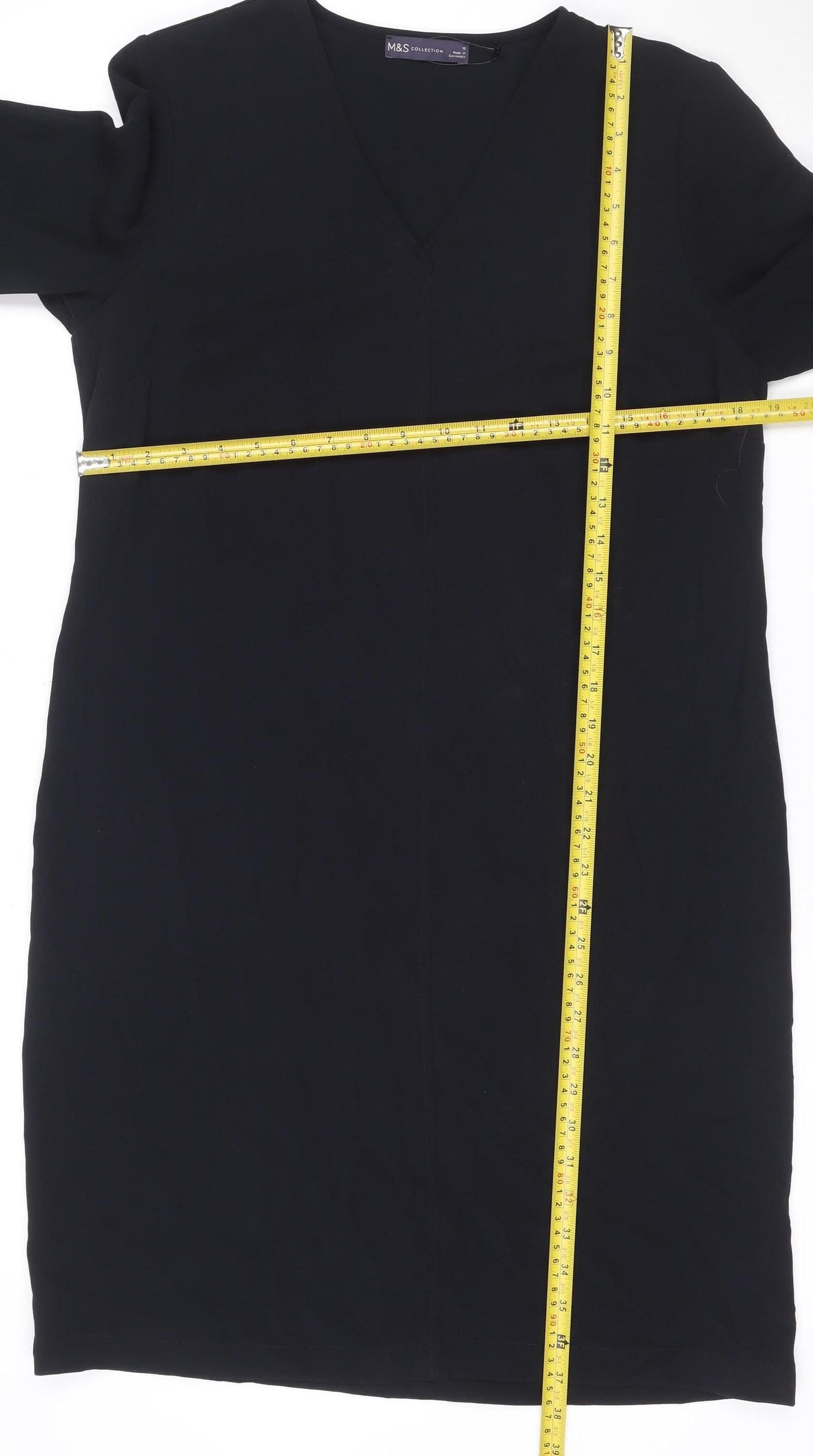 Marks and Spencer Women Black UK 14 Knee Length Shift Work Dress