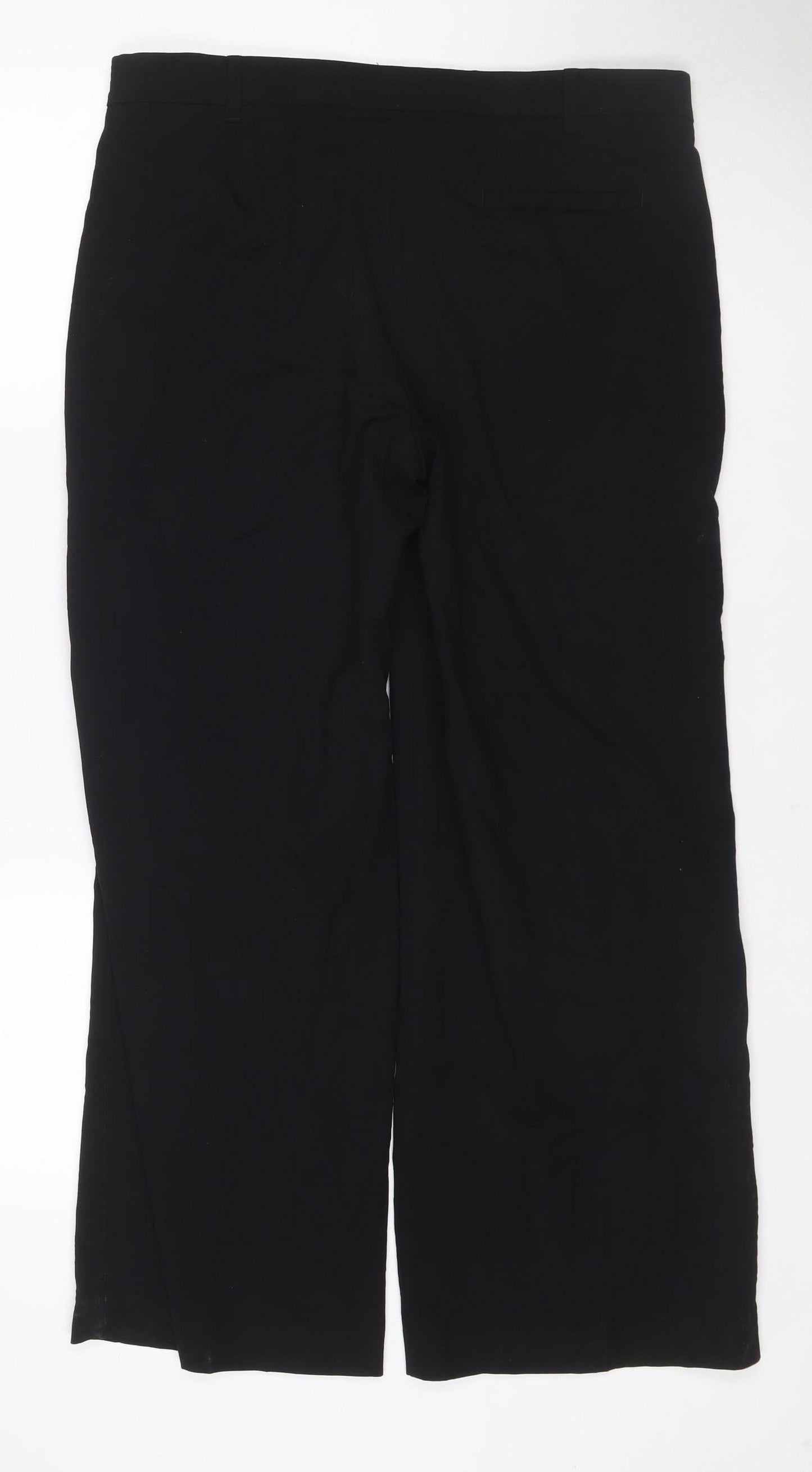 M&S Women Black UK 14 Wide-Leg Tailored Work Trousers
