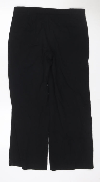 M&S Women Black UK 14 Wide-Leg Tailored Work Trousers