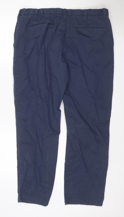Marks and Spencer Men Blue 40in 31in Regular Straight Chino Trousers