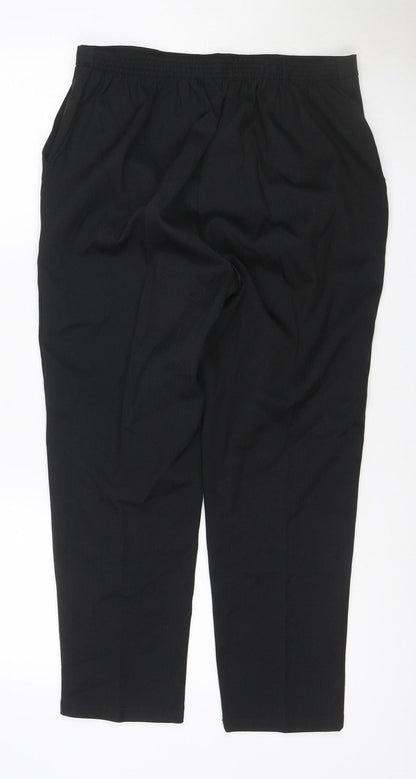 PINNS Women’s Black Size 14 Herringbone Stretch Straight Trousers