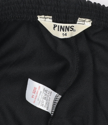 PINNS Women’s Black Size 14 Herringbone Stretch Straight Trousers