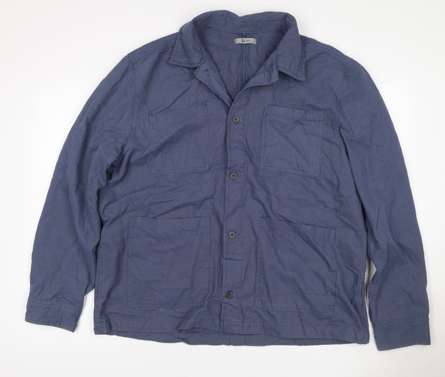 Tu Men’s Blue Cotton Utility Basic Jacket XL 46-48in Button Up