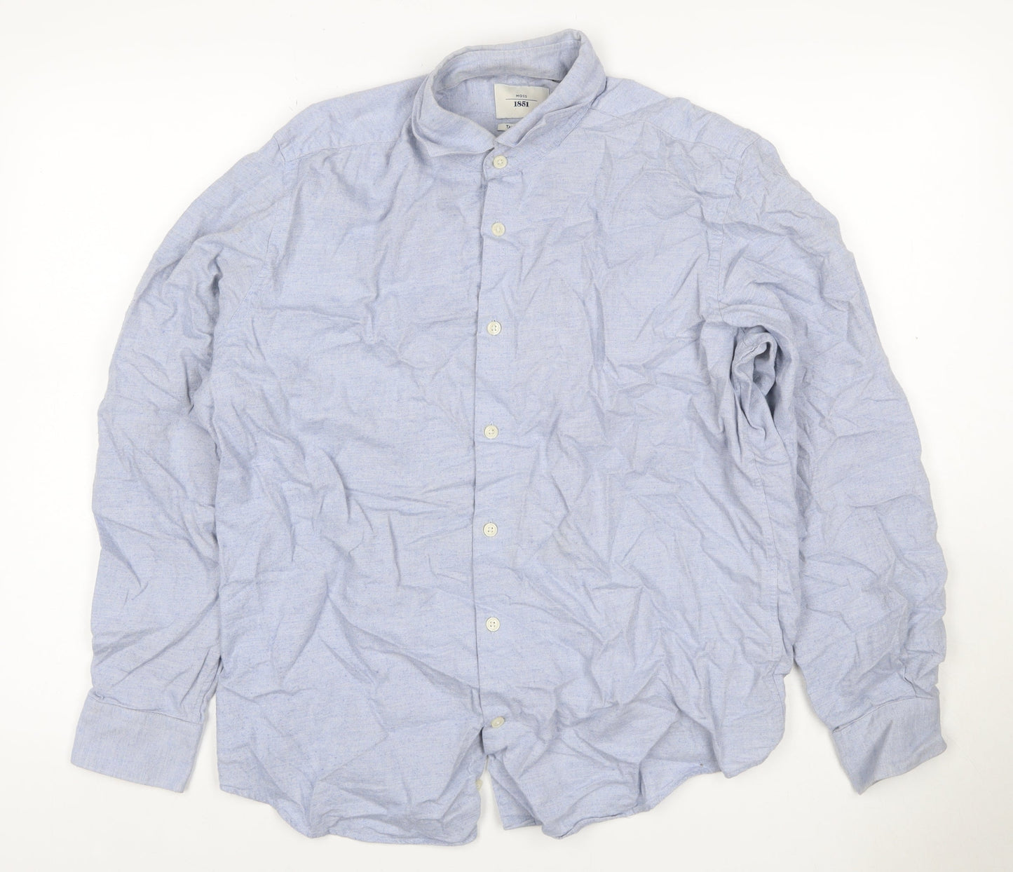 Moss 1851 Men’s Blue 16in Tailored Fit Cotton Long Sleeve Shirt