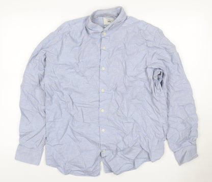 Moss 1851 Men’s Blue 16in Tailored Fit Cotton Long Sleeve Shirt