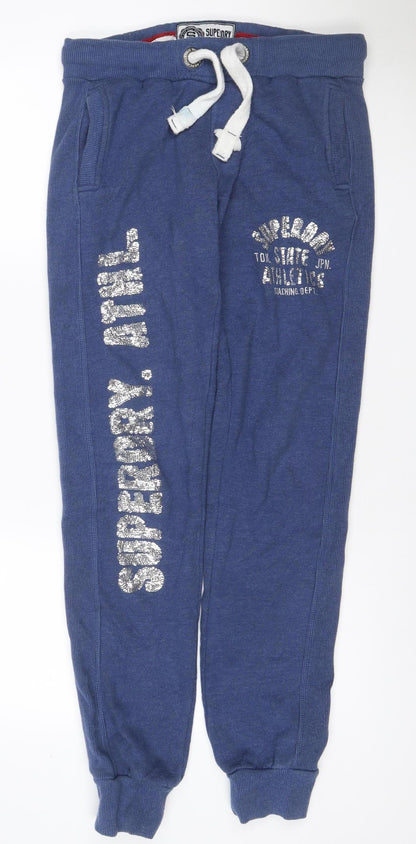 Superdry Women’s Blue S Jogger Sweatpants Cotton Blend Drawstring