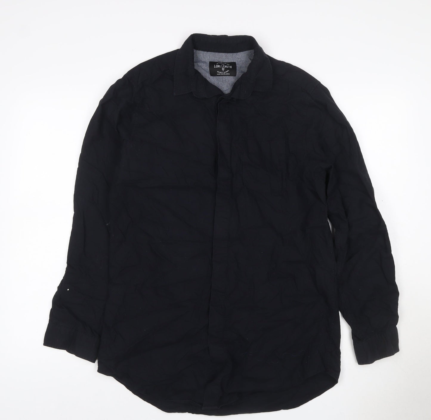 The Goodfellas Men Black M Long Length Cotton Button-Up Shirt