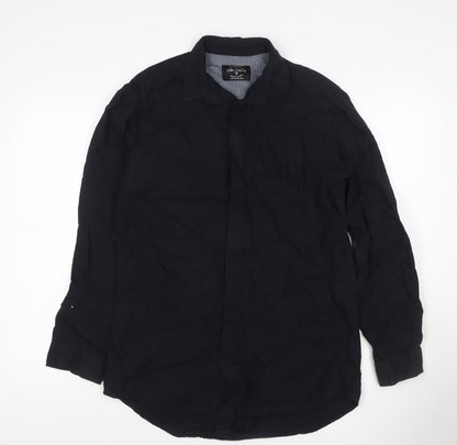 The Goodfellas Men Black M Long Length Cotton Button-Up Shirt