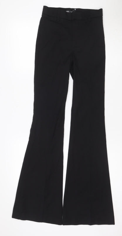 Zara Women’s Black XS Bootcut Smart Trousers Stretch Flat Front