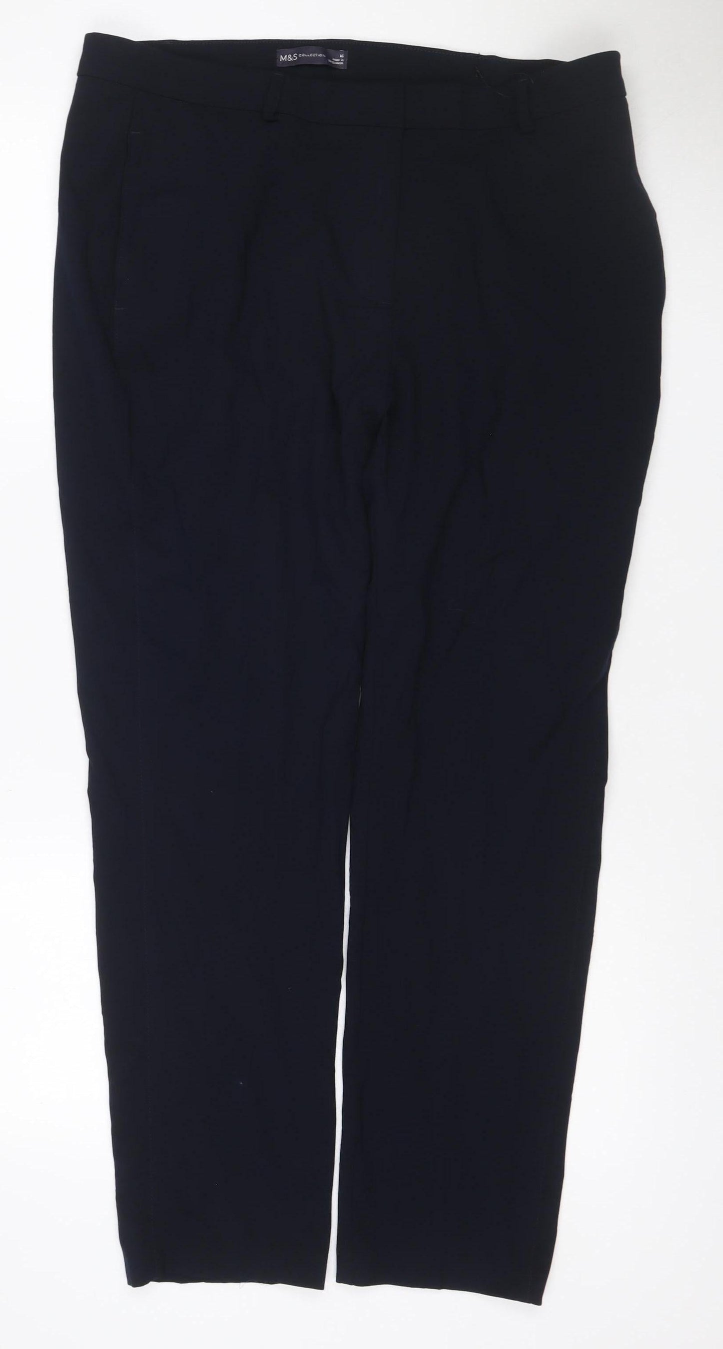 M&S Collection Women’s Blue UK 16 Straight Tailored Work Trousers