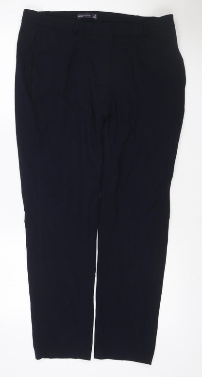 M&S Collection Women’s Blue UK 16 Straight Tailored Work Trousers