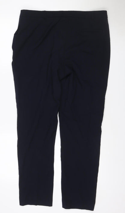 M&S Collection Women’s Blue UK 16 Straight Tailored Work Trousers