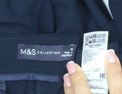 M&S Collection Women’s Blue UK 16 Straight Tailored Work Trousers