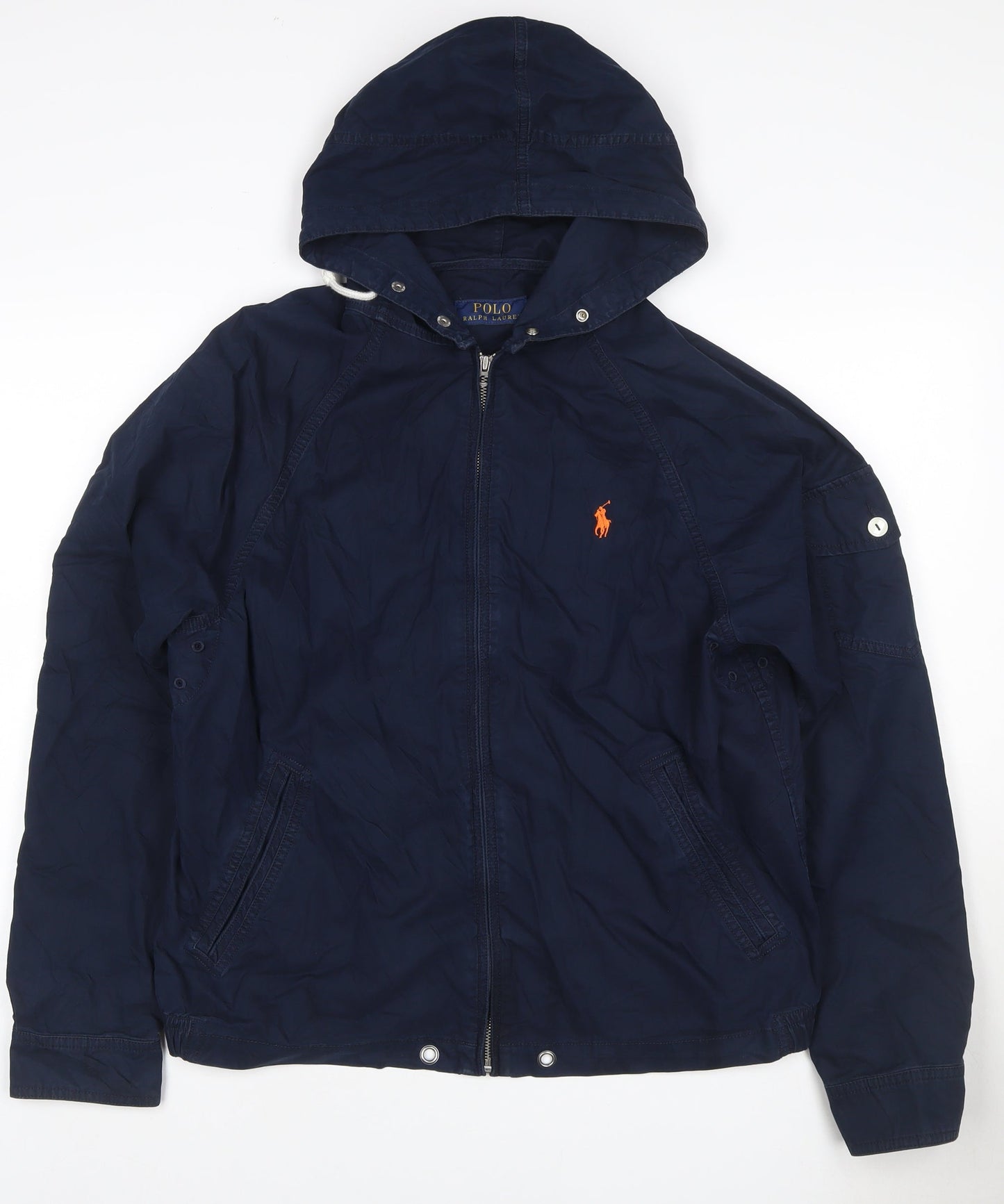Polo Ralph Lauren Men Blue M Hooded Basic Jacket Full Zip Logo