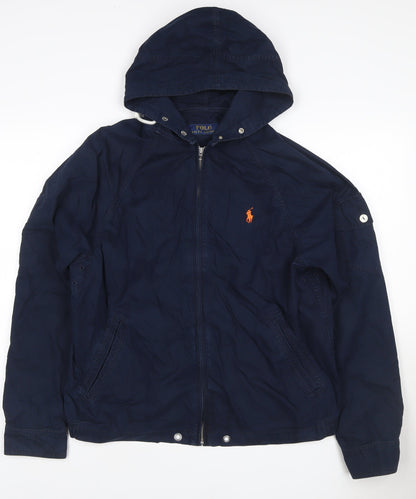 Polo Ralph Lauren Men Blue M Hooded Basic Jacket Full Zip Logo
