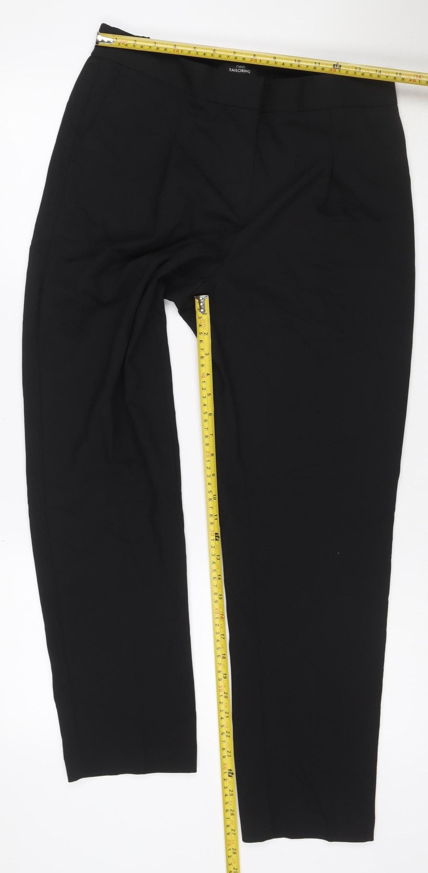 Next Women’s Black UK 12 Tailoring Elastic Waist Straight Trousers