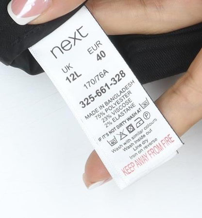 Next Women’s Black UK 12 Tailoring Elastic Waist Straight Trousers