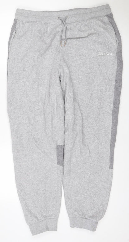 Everlast Women Grey Colourblock Jogger Sweatpants UK 16 Cotton Blend