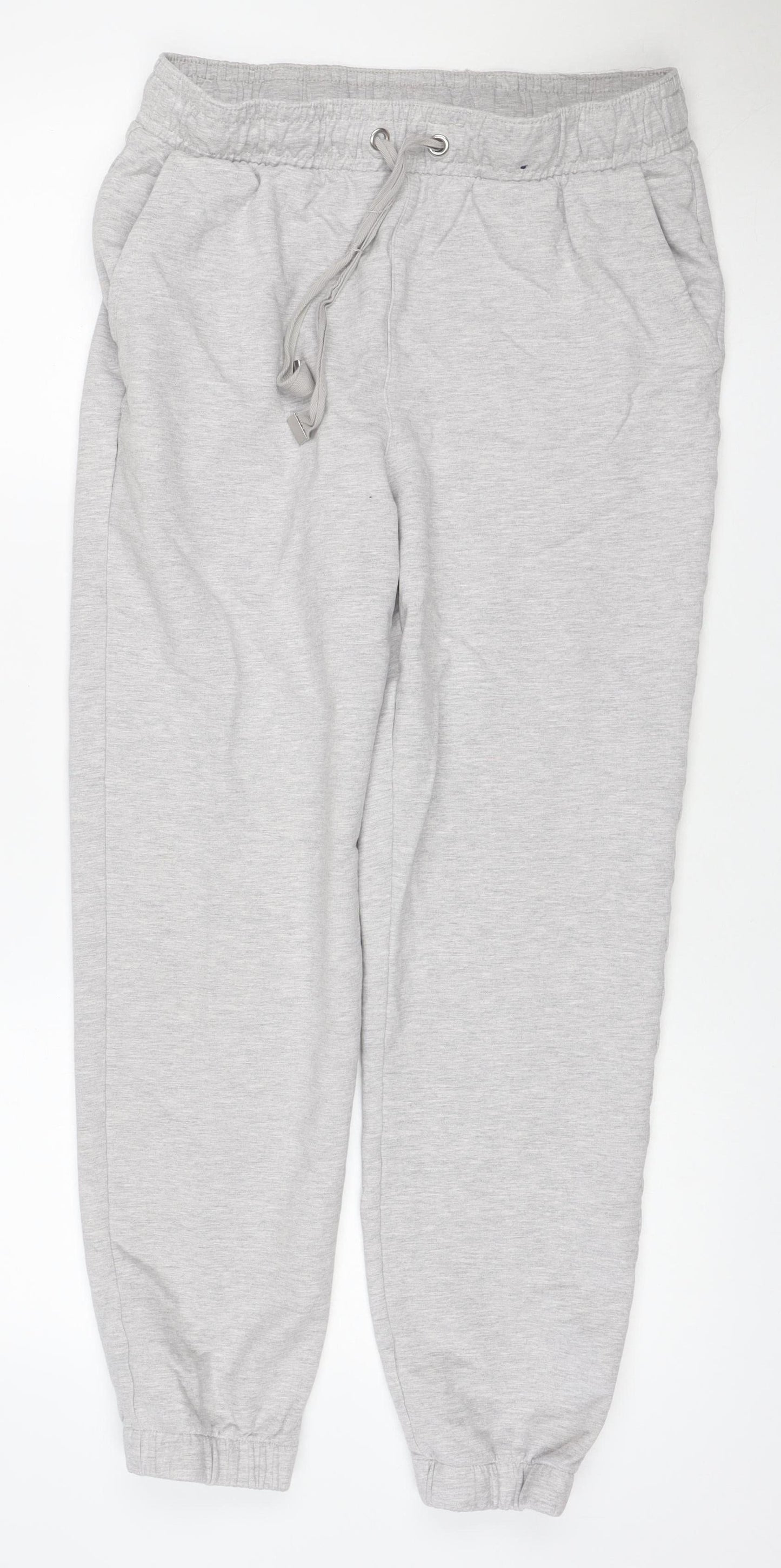 Marks and Spencer Women Grey Size 12 Cotton Jogger Sweatpants