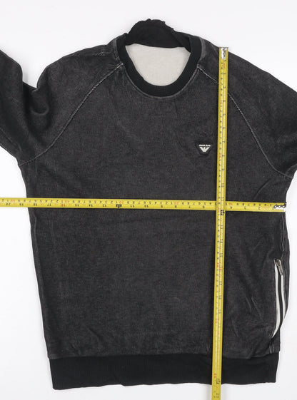 Armani Jeans Men’s Black S Pullover Crew Neck Logo Sweatshirt