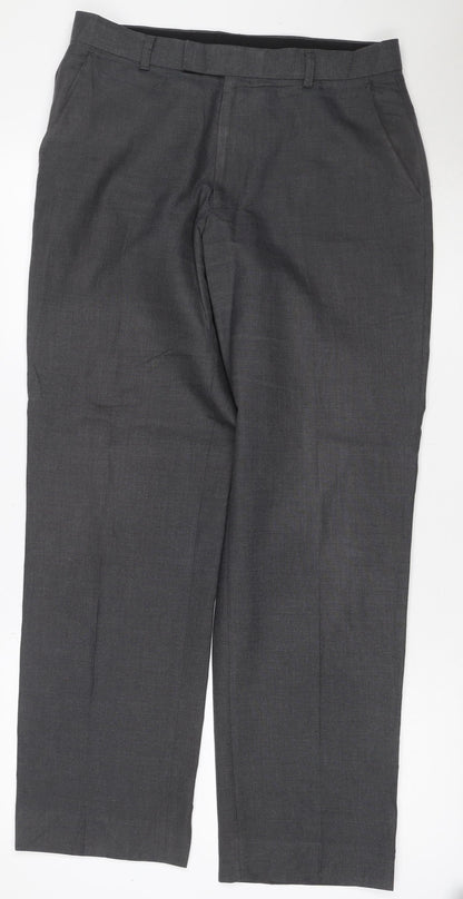 Marks and Spencer Men’s Grey 32 31 Straight Dress Trousers