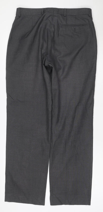 Marks and Spencer Men’s Grey 32 31 Straight Dress Trousers