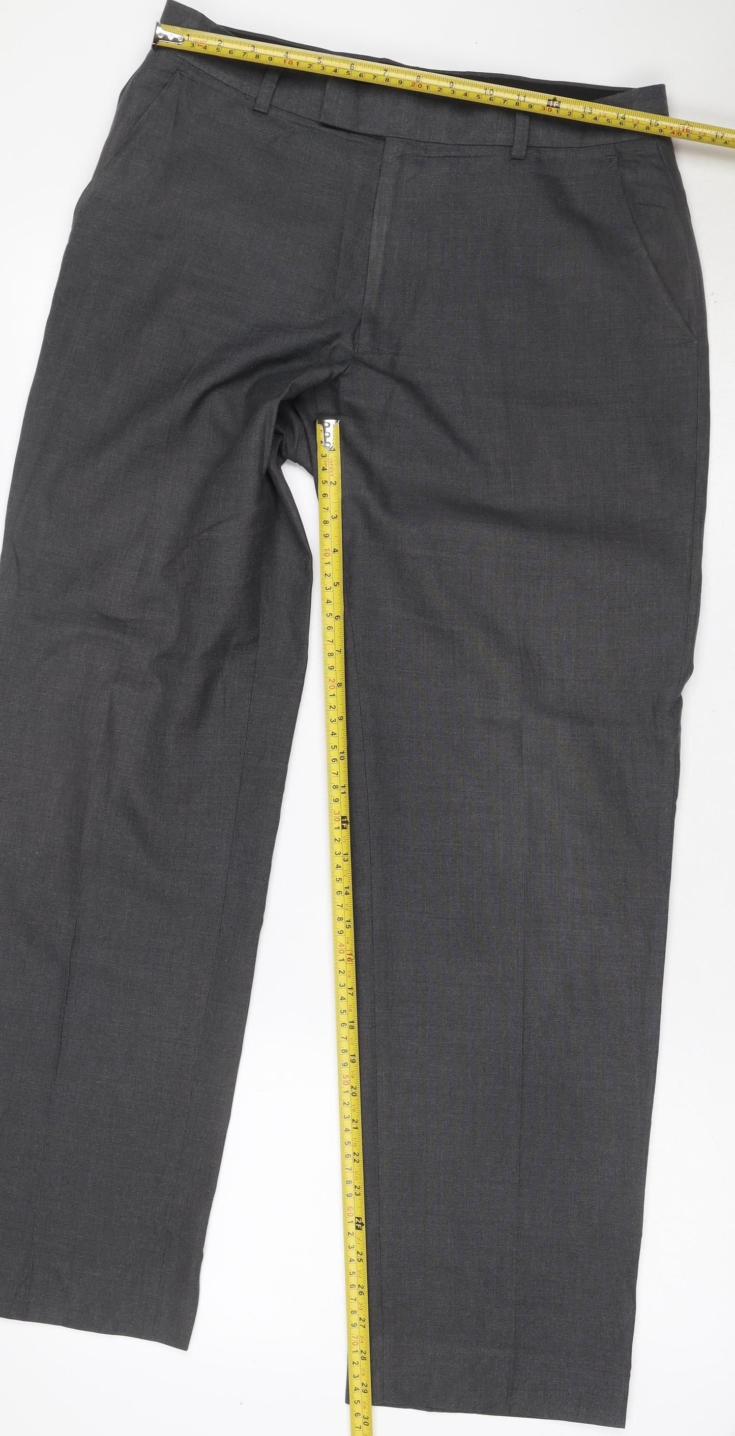 Marks and Spencer Men’s Grey 32 31 Straight Dress Trousers