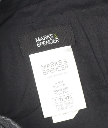 Marks and Spencer Men’s Grey 32 31 Straight Dress Trousers
