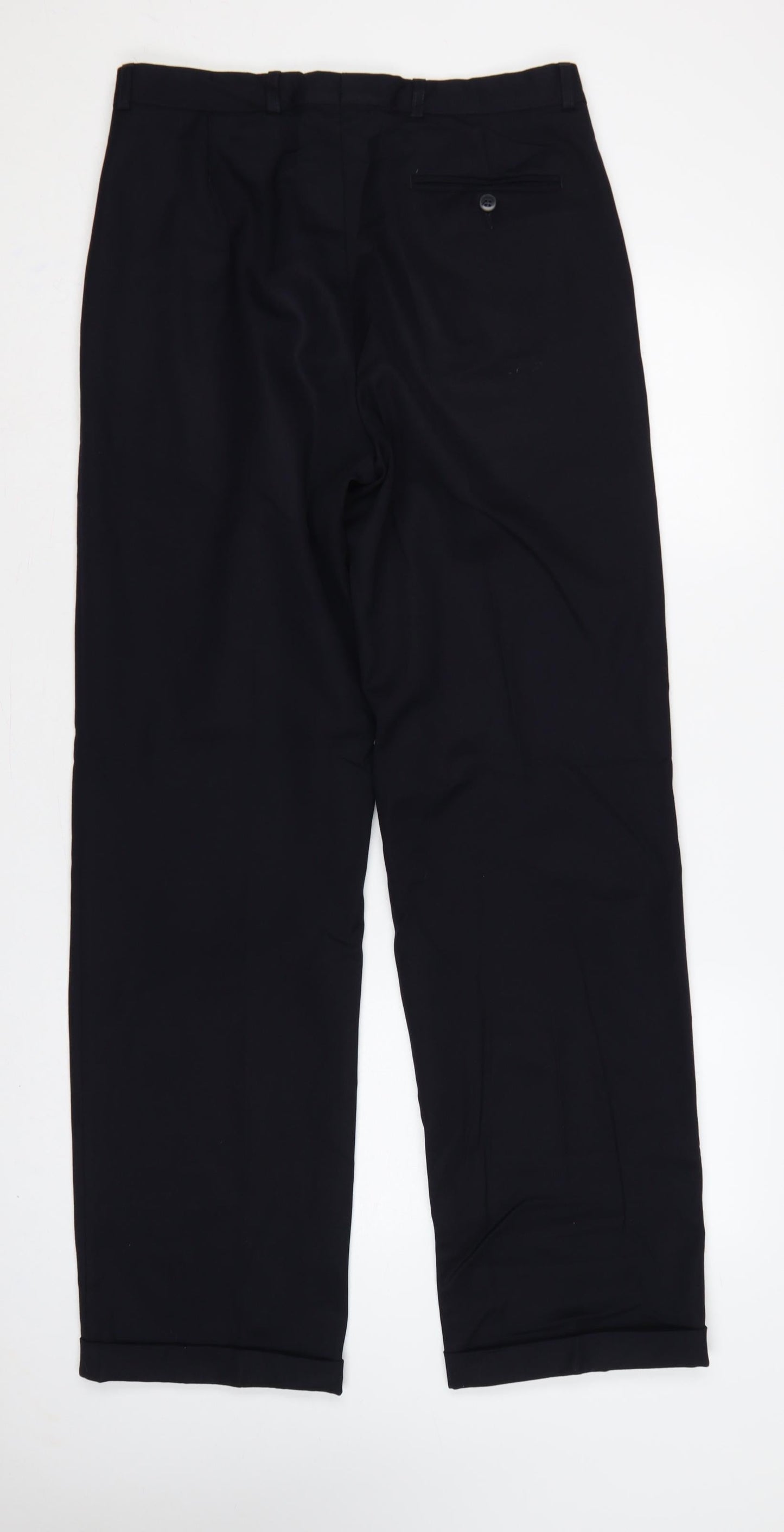 Jaeger Men’s Black 48L Pure Wool Straight Dress Trousers