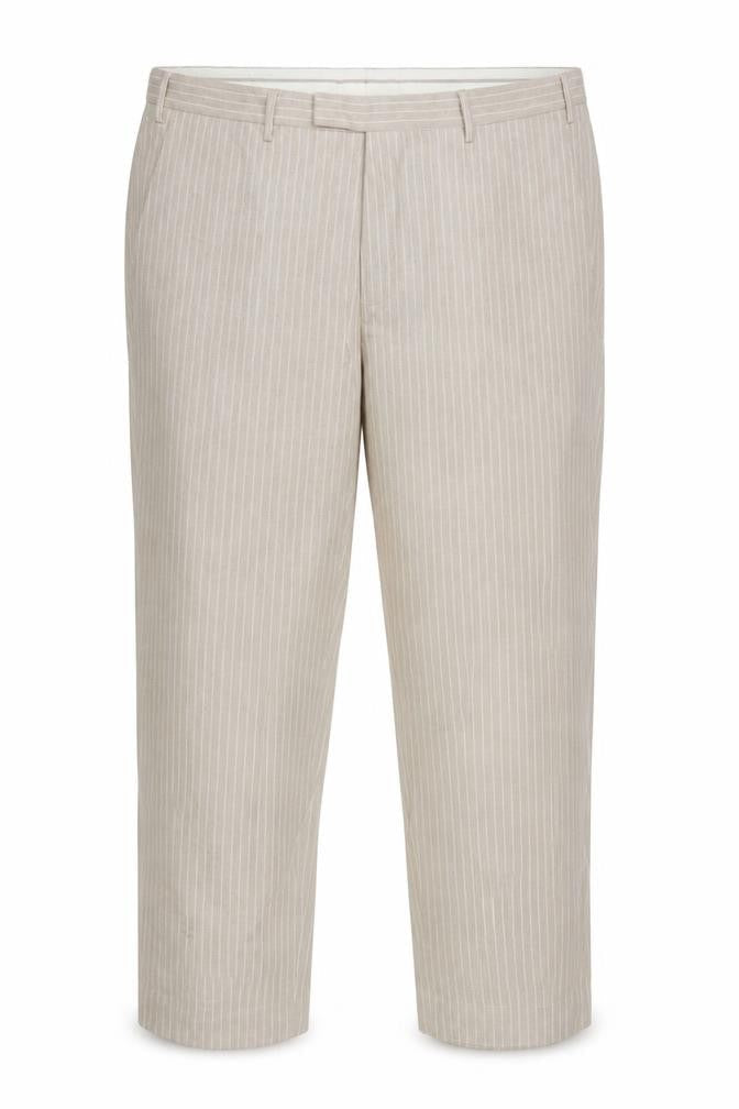 Marks & Spencer Men's Beige 42in Linen Stripe Tailored Dress Trousers