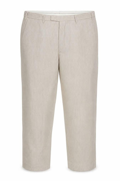 Marks & Spencer Men's Beige 42in Linen Stripe Tailored Dress Trousers