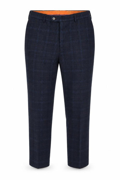 House of Cavani Men's Blue Check 40R Dress Trousers Formal Lined