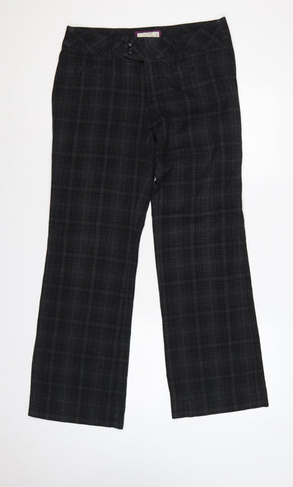 Esprit Women’s Black Check Bootcut Trousers UK 10 Tailored Workwear