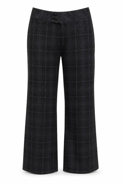 Front view of ESPRIT Women’s Black Check Bootcut Trousers UK 10 Tailored Workwear
