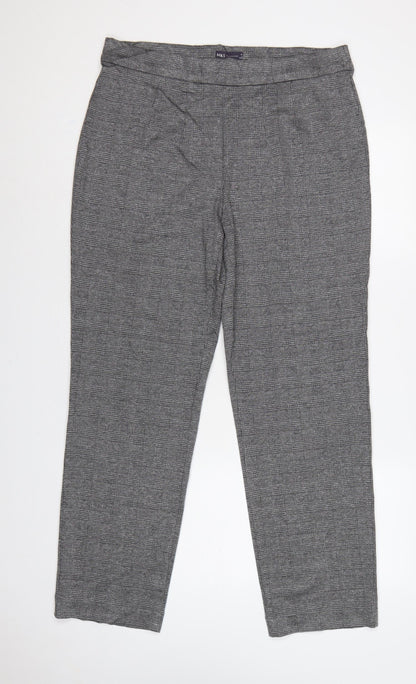 M&S Women’s Grey Check Tapered Stretch Trousers UK 16 Regular