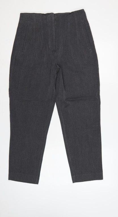 Zara Women’s Grey High Rise Tapered Tailored Trousers UK 12
