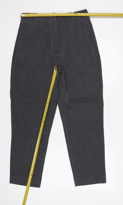 Zara Women’s Grey High Rise Tapered Tailored Trousers UK 12