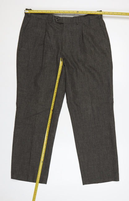 Marks and Spencer Men Grey 36 29 Straight Dress Trousers