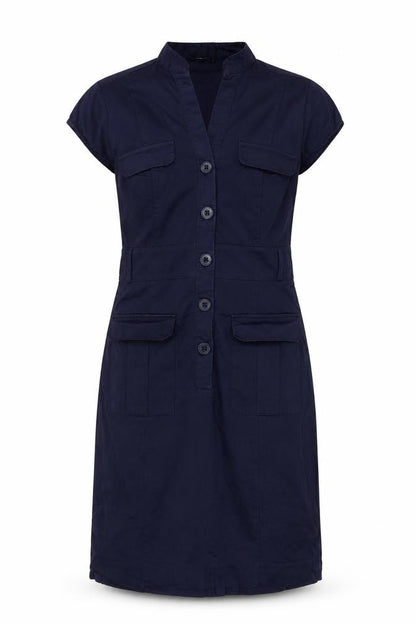 H&M Women Blue UK 8 Knee Length Shirt Dress Utility Button Cotton
