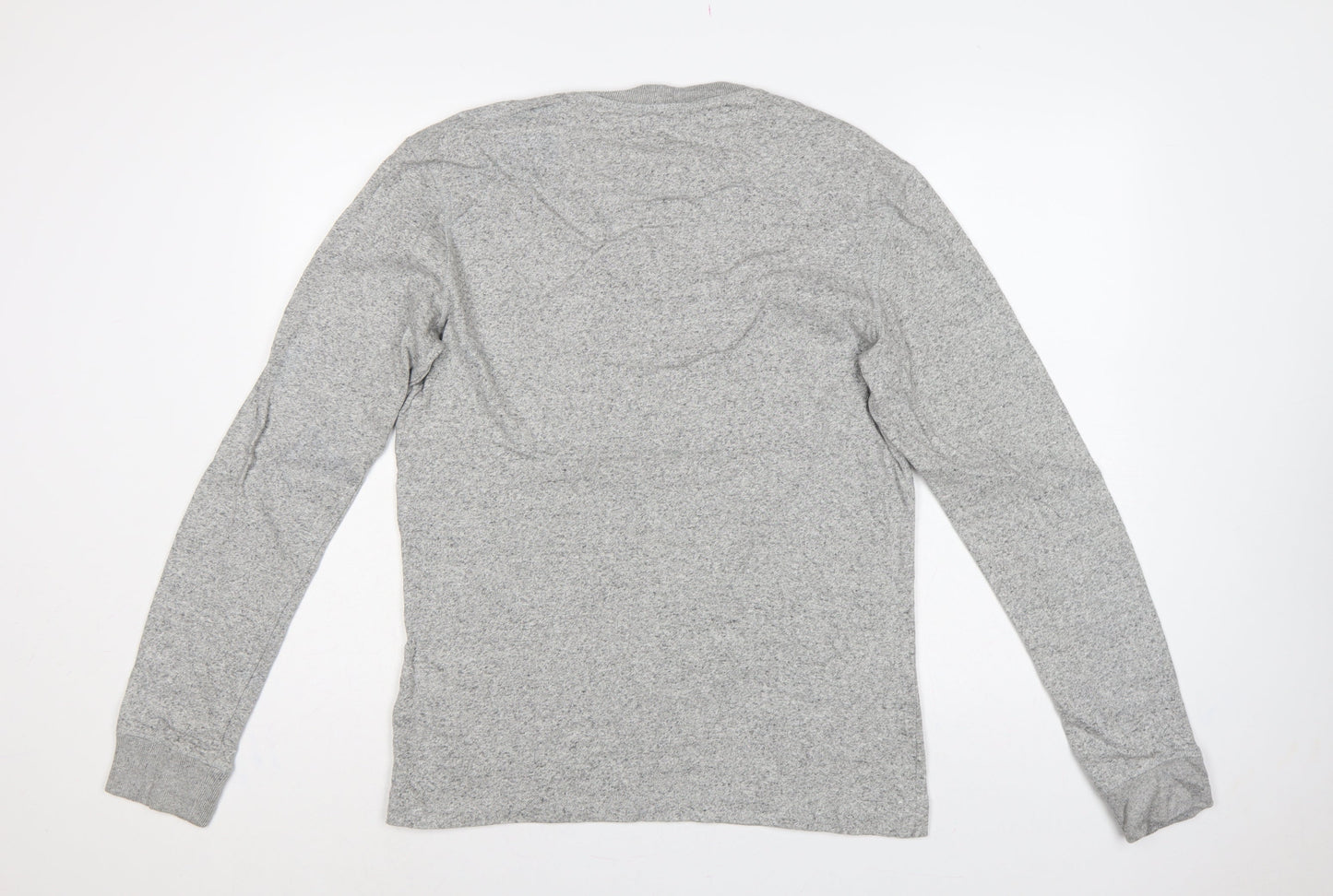 Superdry Men's Grey M Long Sleeve Henley T-Shirt Machined Goods