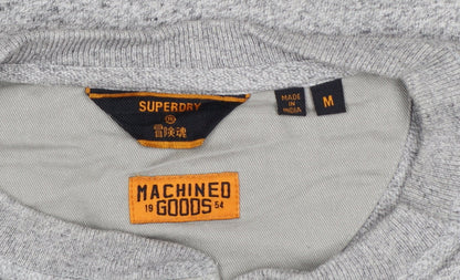 Superdry Men's Grey M Long Sleeve Henley T-Shirt Machined Goods