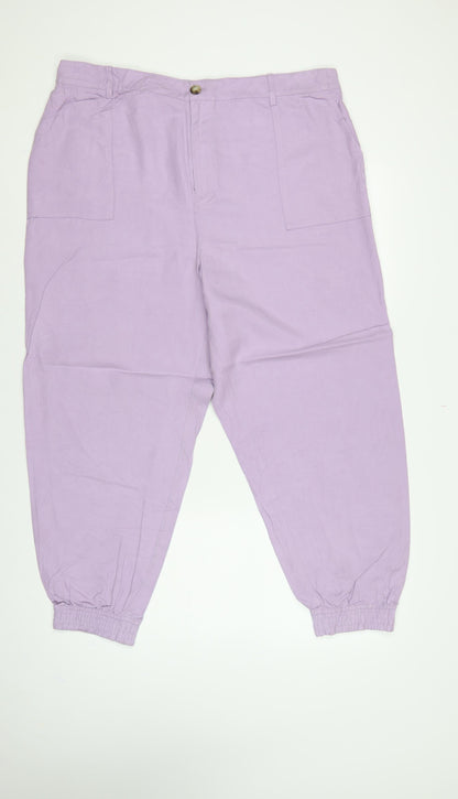 Autograph Women’s Purple Size 20 Lyocell Linen Cuffed Jogger Trousers