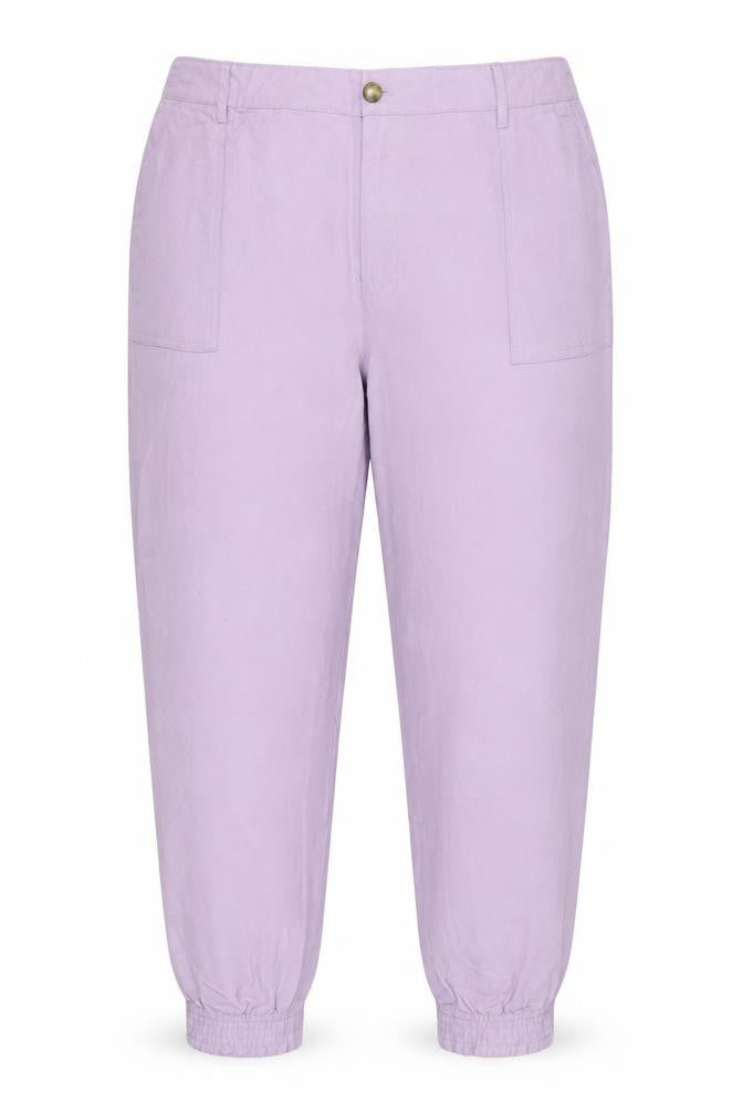 Front view of Autograph Women’s Purple, size UK 20, Lyocell Linen Cuffed Jogger Trousers