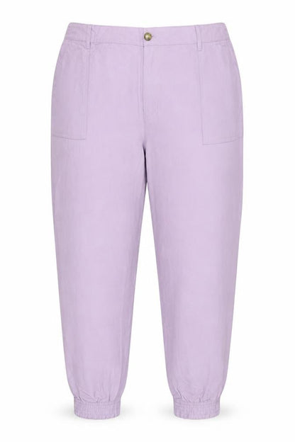Front view of Autograph Women’s Purple, size UK 20, Lyocell Linen Cuffed Jogger Trousers