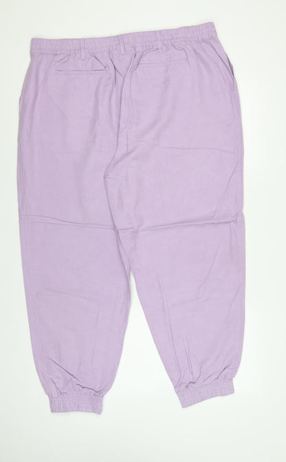 Autograph Women’s Purple Size 20 Lyocell Linen Cuffed Jogger Trousers